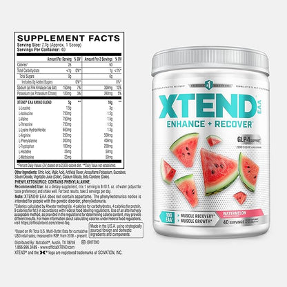 Scivation XTEND EAA + BCAA Powder | Muscle Recovery & Lean Muscle Growth | 9 Essential Amino Acids for Intra Workout or Post Workout Recovery | 10g EAAs Per 2 Servings | Watermelon 40 Servings