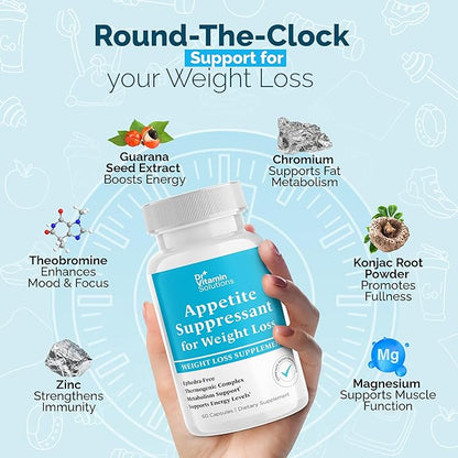 Appetite Suppressant for Weight Loss - Diet Pills for Women w/ Garcinia, Ginger Root, Guarana - Thermogenic Fat Burner & Metabolism Booster for Women & Men | Belly Fat + Energy Support, 60 Caps