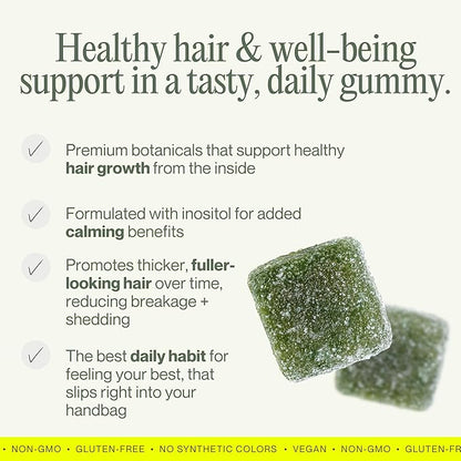 PROXY Hair Growth Gummies | Biotin, Folate, Inositol & Nettle | Hair, Skin & Nails Vitamins for Stronger, Thicker Hair | Vegan Hair Growth Supplement for Men & Women | Green Apple, 30 Count
