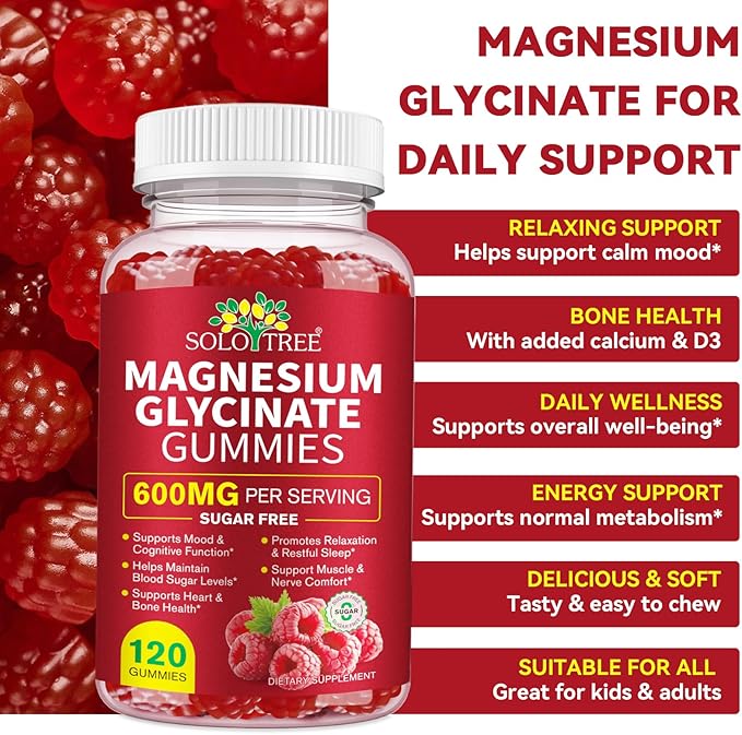 120 Count Magnesium Glycinate Gummies with L-Threonate（600mg Per Serving）,High Absorption Sugar Free Magnesium Potassium Supplement for Relaxation, Stress Relief, and Sleep Support for Adults & Kids