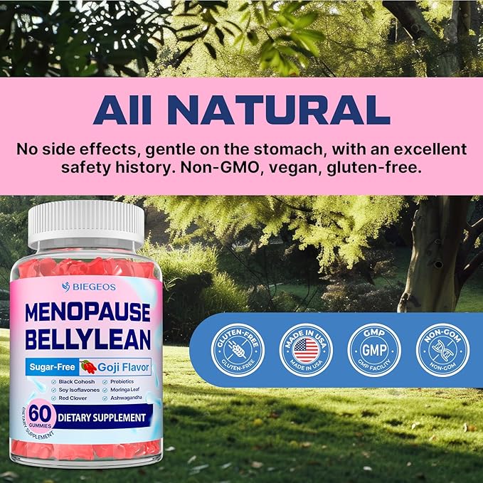 Menopause Supplements for Women Gummies, 16-in-1 Probiotic, Black Cohosh & Ashwagandha for Menopause Relief, Hot Flashes, Hormone Harmony, Mood Swings, Belly Burner* & Gut, Sugar-Free - 60 Gummies