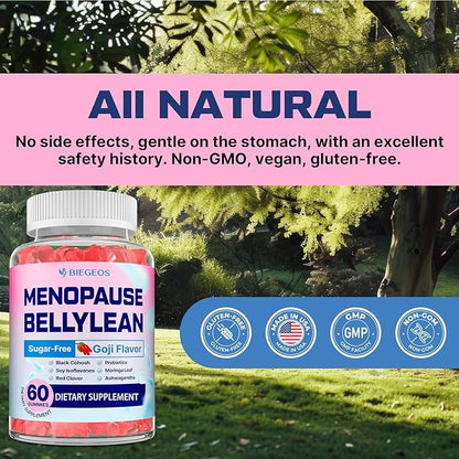 Menopause Supplements for Women Gummies, 16-in-1 Probiotic, Black Cohosh & Ashwagandha for Menopause Relief, Hot Flashes, Hormone Harmony, Mood Swings, Belly Burner* & Gut, Sugar-Free - 60 Gummies
