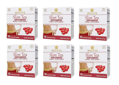 Hyleys Slim Tea Weight Loss Herbal Supplement with Goji Berry - Cleanse and Detox - 50 Tea Bags (6 Pack)