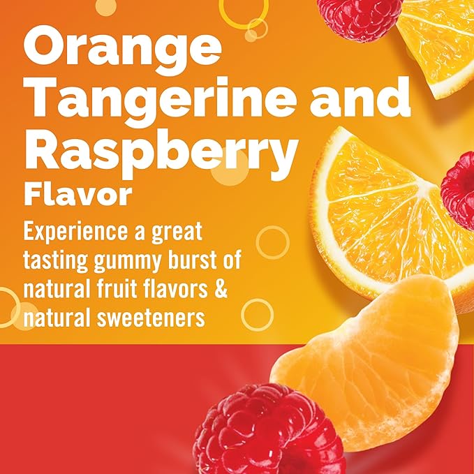 Emergen-C 750mg Vitamin C Gummies for Adults, Immunity Gummies with B Vitamins, Gluten Free, Orange, Tangerine and Raspberry Flavors, Back to School Essentials - 45 Count