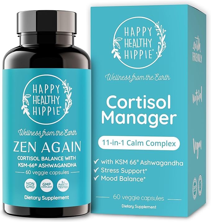 Zen Again Cortisol Manager with Ashwagandha KSM-66® | Cortisol Supplements for Women | 11-in-1 Complex | Natural Stress Support Supplement with L-Theanine, Rhodiola & Magnesium | Vegan, 60 Ct