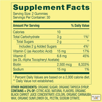 Spring Valley Biotin Vegetarian Gummies, Strawberry, 2500 mcg, 60 Count Pack of 01 + me Gusta Sticker