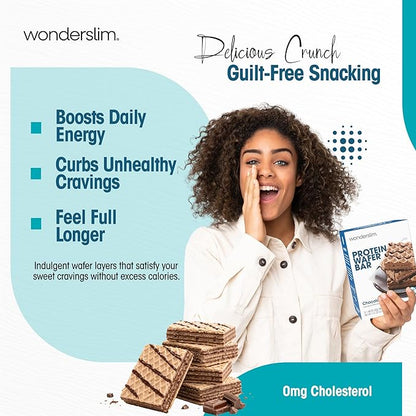 WonderSlim Protein Wafer Snack Bar, Chocolate, 210 Calories, 15g Protein, 0mg Cholesterol (5ct)