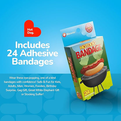 BioSwiss Bandages, Hot Dog Shaped Self Adhesive Bandage Set, Latex Free, Sterile Wound Care, 24 Count