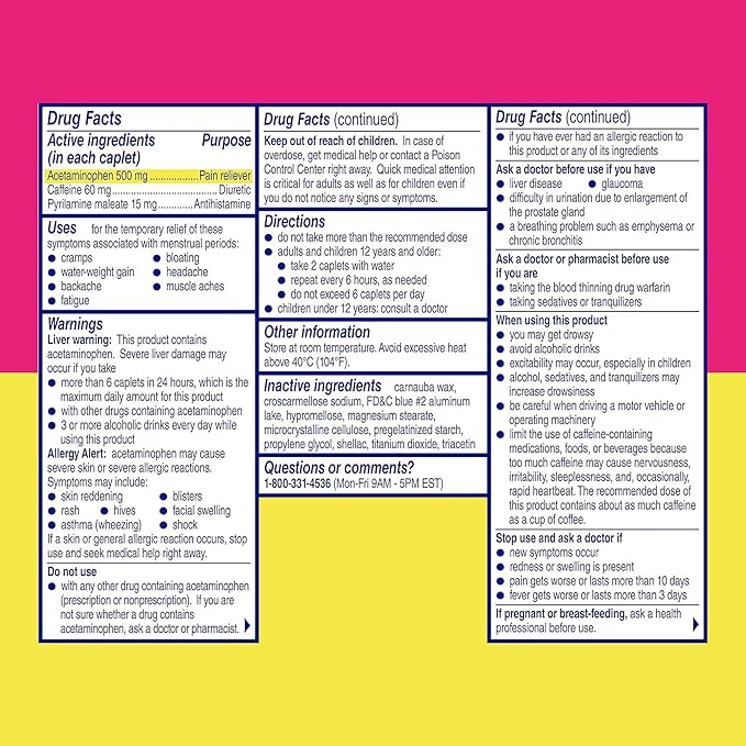 Midol Complete Menstrual Pain Relief Caplets, 40 Count - Provides Cramp, Headache, and Bloating Relief