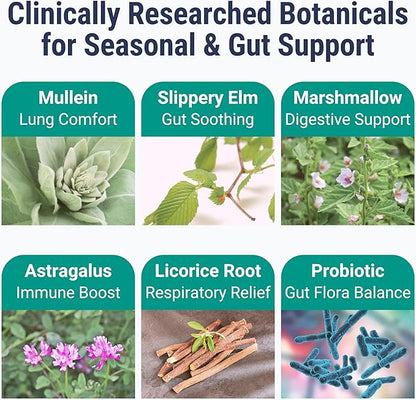 SHIZAM Slippery Elm, Mullein Leaf, Marshmallow Root, Licorice Root, Astragalus Root, Elderberry & Probiotic Bacillus Coagulans Gummies – Sugar-Free, Keto-Friendly, Vegan - Gymnema Sylvestre