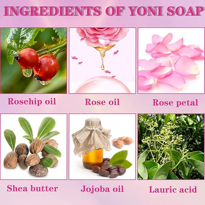 Yoni Soap Bars PCS Of 2, Ph Balance for Women Yoni Wash Vaginial Deodorants, Organic , Handmade Vagina Soap Natural Feminine Wash, Vaginal Care Soap with Bubble Net 3.53 oz