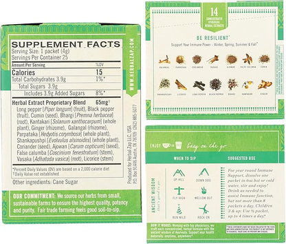 Herbal Zap! Immune Support Supplement Powder (25 Packets Per Box) – Ancient Ayurvedic Herbal Blend, Dissolves in Hot or Cold Water, 0.14 Oz Ea