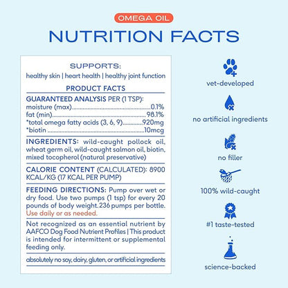 Native Pet Omega 3 Fish Oil for Dogs & Cats – Wild Alaskan Salmon Oil for Dogs Skin and Coat, Supports Joints, Heart & Shedding – Fast-Absorbing Omega 3 6 9 Liquid Supplement – 16oz