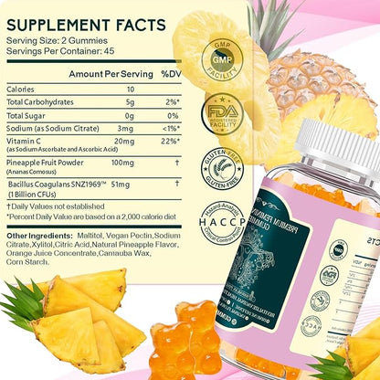 Hotvox Premium Feminine Balance Gummies,Probiotic Gummies,PH Balance & Gut Health Support,Boosts Immune System, Nurtures Women's Health, Pineapple Flavor Vegan Gluten-Free, 90 Count