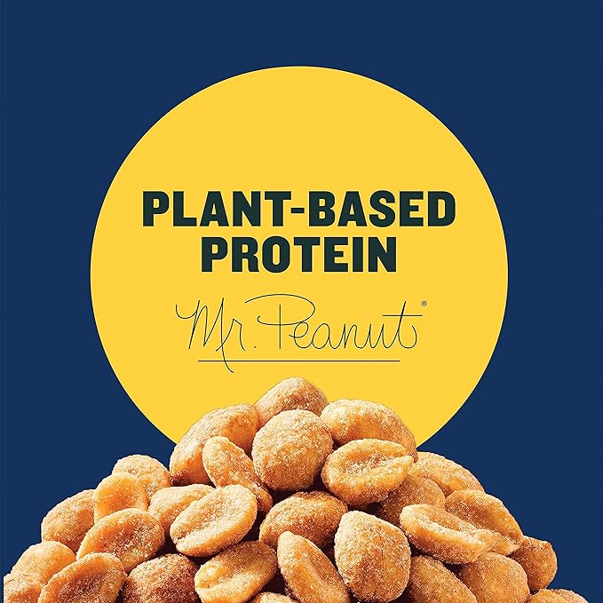 PLANTERS Honey Roasted Peanuts,Dry Roasted Peanuts,Party Snack,Plant-Based Protein,After School Snack,Sweet and Salty,Salted Nuts,Sea Salt & Honey,Snacks for Adults,Kosher,16oz Jar,(Pack of 4)