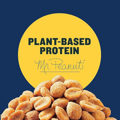 PLANTERS Honey Roasted Peanuts, Dry Roasted Peanuts, Party Snack, Plant-Based Protein, After School Snack, Sweet and Salty, Salted Nuts, Sea Salt & Honey, Snacks for Adults, Kosher, 16oz Jar