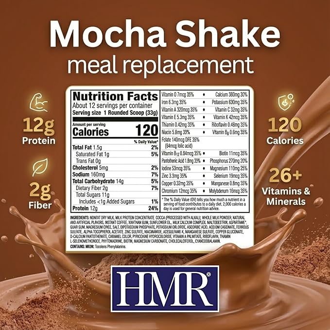 HMR 120 Shake Meal Replacement Powder | Mocha Shake Mix to Support Healthy Weight Loss | 12g of Protein | Nutritional Drink | Low Calorie Food | 12 Servings