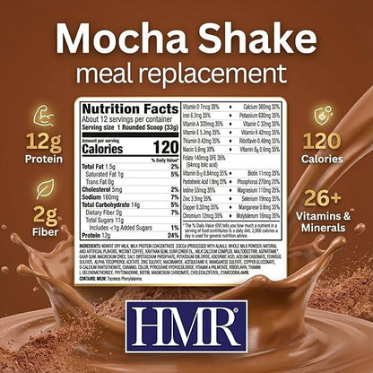 HMR 120 Shake Meal Replacement Powder | Mocha Shake Mix to Support Healthy Weight Loss | 12g of Protein | Nutritional Drink | Low Calorie Food | 12 Servings