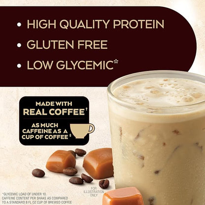 Atkins Café Caramel Iced Coffee Flavored Protein Shake, High Protein Shake, Low Glycemic, Carb and Low Sugar, Keto Friendly, Gluten Free (Pack of 24)
