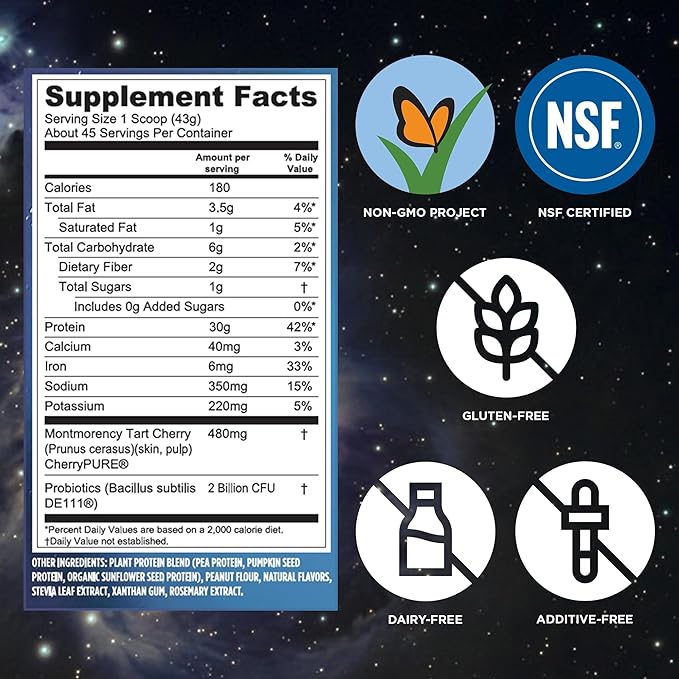 Vega Sport Vegan Protein Powder + Recovery - 30g Plant Based Protein per Serving, Peanut Butter, 45 Servings, 5g BCAAs, Probiotics, NSF Certified, for Shakes & Smoothies, 4.2lbs (Packaging May Vary)