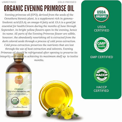 1 Gallon USDA Organic Pure Cold Pressed Evening Primrose Oil 12% GLA