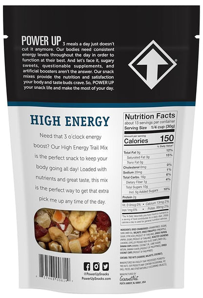 Power Up Premium Trail Mix - High Energy Trail Mix 14oz, Gluten Free, Vegan, Non-GMO