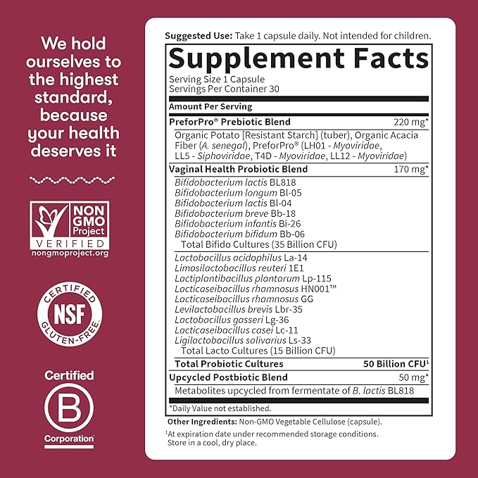 Garden of Life Dr Formulated Once Daily 3-in-1 Complete Prebiotics, Postbiotics & Probiotics for Women, PRE + PRO + POSTBIOTIC Supplement for Women’s Digestive, Immune & Vaginal Health, 30 Day Supply
