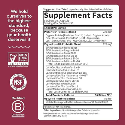 Garden of Life Dr Formulated Once Daily 3-in-1 Complete Prebiotics, Postbiotics & Probiotics for Women, PRE + PRO + POSTBIOTIC Supplement for Women’s Digestive, Immune & Vaginal Health, 30 Day Supply