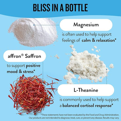Legendairy Milk Miss Bliss™ Stress Support for Women – Stress Relief Supplement with affron® Saffron, Magnesium Glycinate + Citrate & L-Theanine – Calm & Mood Balance, Non-Drowsy, 60 Vegan Capsules