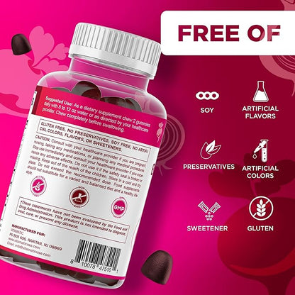 Vitamatic Beet Root Gummies with B6, B12, Grape Seed, Pomegranate & Nicotinamide – Plant-Based Extract – Vegan, Non-GMO – Botanical Supplement Gummies – 60 Count - 2 Pack (120 Count)