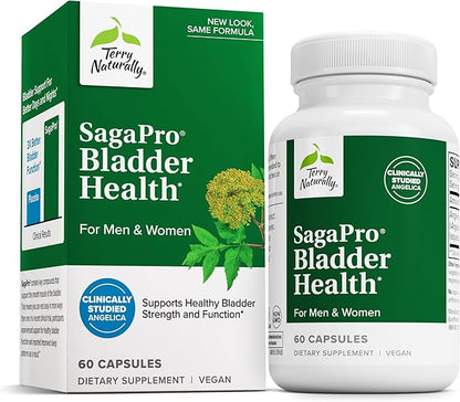 Terry Naturally SagaPro Bladder Health - 100 mg Angelica Archangelica, 60 Vegan Capsules - Bladder Strength & Function Support for Men & Women - Non-GMO, Gluten-Free - 60 Servings