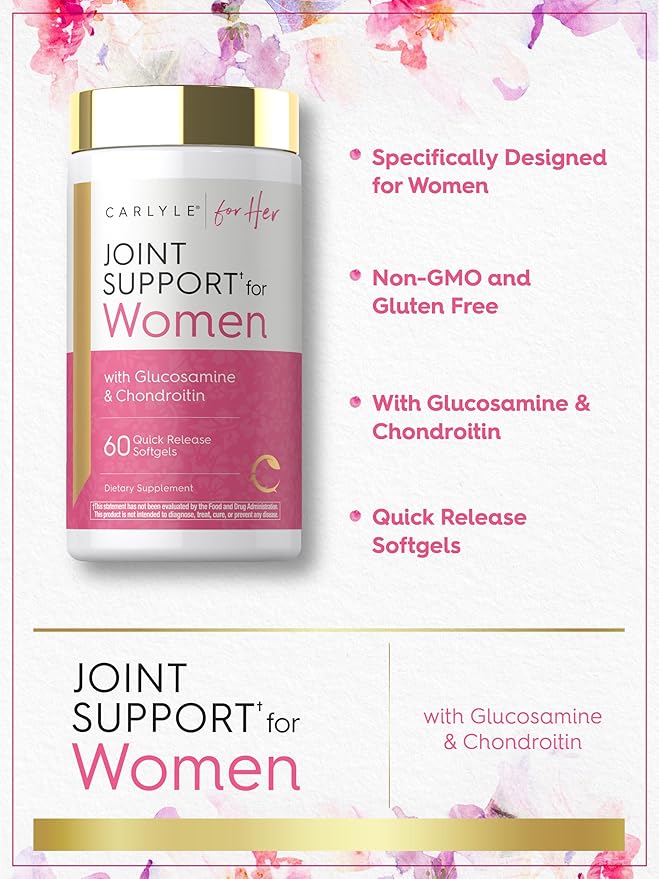 Carlyle Joint Support for Women | 60 Softgels | Complex with Omega-3 and Collagen Peptides | Non-GMO, Gluten Free