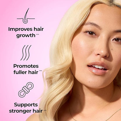 HUM Hair Strong Daily Hair Growth Supplement with Biotin, Zinc, Vitamin B12 to Support Growth, Folic Acid & Vitamin B12 Vitamins for Healthy Hair Support for Women and Men, 30 Vegan Capsules