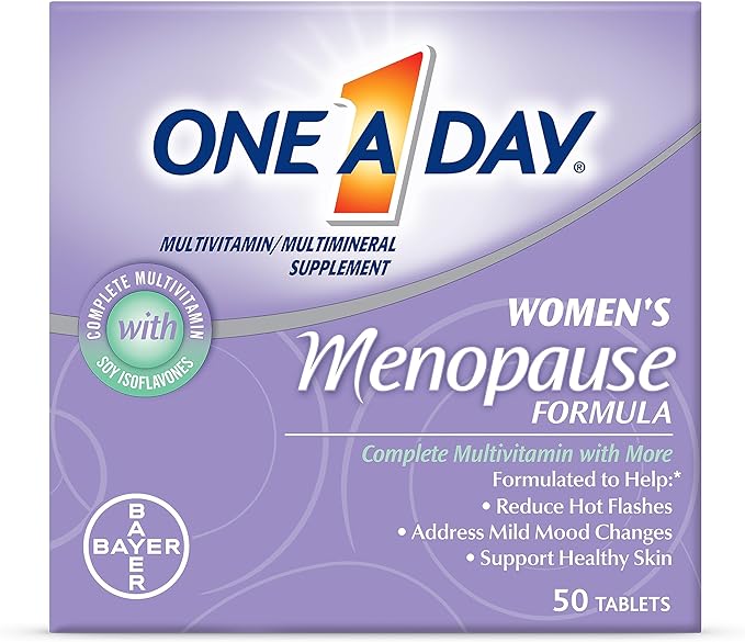 One A Day Women's Menopause Multivitamin with Vitamin A, Vitamin C, Vitamin D, Vitamin E and Zinc for Immune Health Support, Bone health, 50 Count (Packaging May Vary)