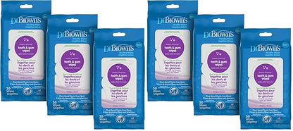 Dr. Brown's Tooth and Gum Healthy Wipes,Fluoride-Free Oral Care for Babies,Grape Flavor,(Packaging May Vary),30 Count (Pack of 6)