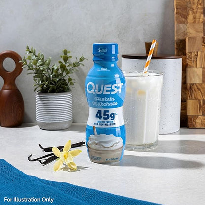 Quest Nutrition Vanilla Protein Shake, 45g Protein, 2g Sugar, 3g Net Carbs, Ready to Drink, Gluten Free, 4 Count