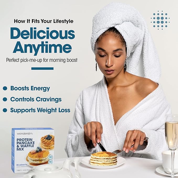 Wonderslim Protein Pancake & Waffle Mix, Blueberry, Low Sugar & Low Calorie (7ct)