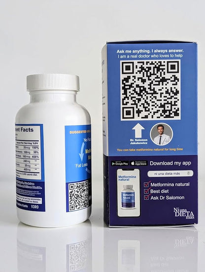 METFORMINA Natural - Weight Loss Aid - Metabolism Support - Dr Salomon (60 Capsules)