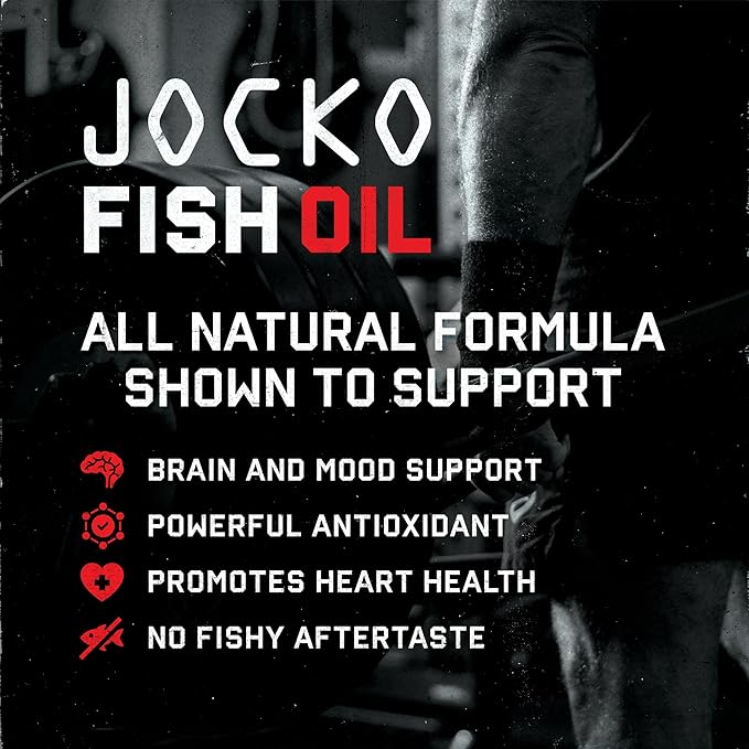 Jocko Fuel Omega 3 Fish Oil Supplement 2000mg - Burpless Fatty Acid Supplement, Wild Caught, Powerful Antioxidant with Astaxanthin (60 Capsules)