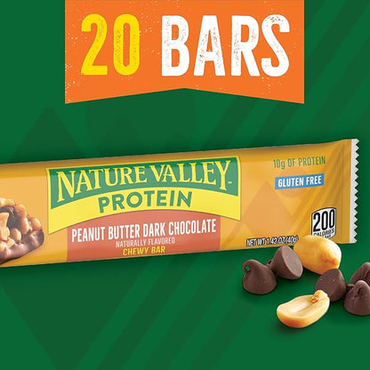 Nature Valley Protein Chewy Snack Bars, Peanut Butter Dark Chocolate, 20 Bars, 28.4 oz