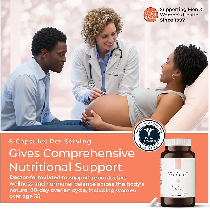 Ovarian Bloom - Doctor Formulated Fertility Supplement for Women - Hormone Balance, Egg Cell Health, Reproductive Wellness - 40:1 Myo-Inositol & D-Chiro Inositol - 30 Day Supply
