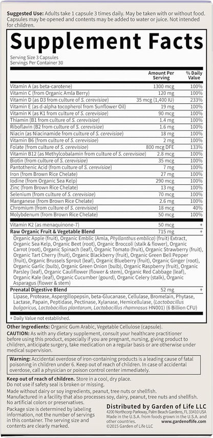 Garden of Life Vitamin Code®, RAW Prenatal™, 90 Vegetarian Capsules