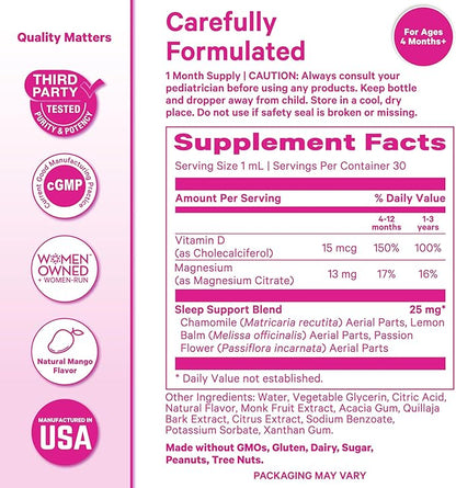 Pink Stork Baby Sleep Drops, Naturally Support Sleep Without Melatonin for Infants, Toddlers, and Kids, Aid Sleep with Chamomile and Magnesium, Baby Essentials for Bedtime, 1 oz, 30 Servings