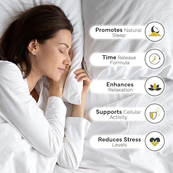 Nuton Happy Dreams Natural Sleep Aid Supplement & Cellular Vitality - Melatonin Sleep Aid for Adults, Time Release Formula with ETAS Asparagus, L-Serine and Venetron Extract, 60 Veggie Capsules