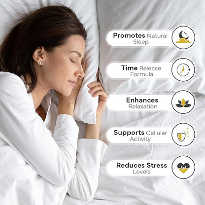 Nuton Happy Dreams Natural Sleep Aid Supplement & Cellular Vitality - Melatonin Sleep Aid for Adults, Time Release Formula with ETAS Asparagus, L-Serine and Venetron Extract, 60 Veggie Capsules