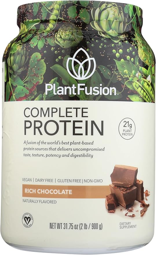 PlantFusion Complete Vegan Protein Powder - Plant Based With BCAAs, Digestive Enzymes and Pea Protein - Keto, Gluten Free, Soy Free, Non-Dairy, No Sugar, Non-GMO - Chocolate 2 lb