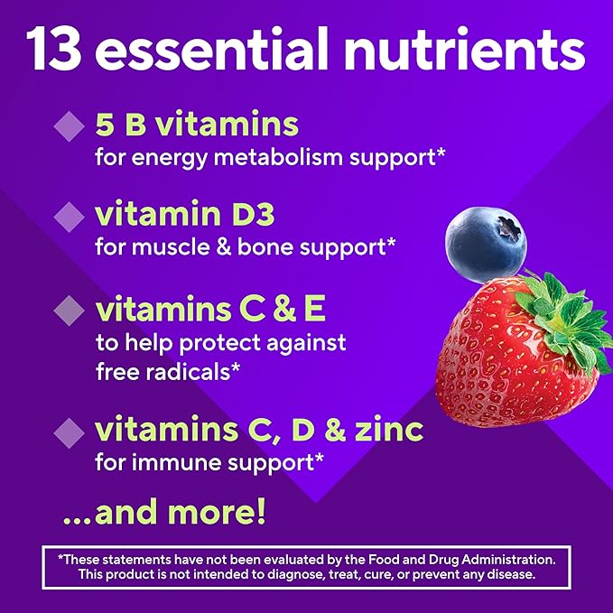 Vitafusion Sugar Free Men’s Multi Daily Gummy Multivitamins, Supports Energy Metabolism, Muscle and Immune Health (1), Mixed Berry Flavors, (Pack of 2)
