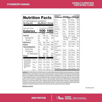 SlimFast High Protein Smoothie Mix Plus Fruit Powder, High Protein Meal Replacement Powder, Fiber, Vitamin C, 21 Servings, 1.29 Pounds, Strawberry Banana (Packaging May Vary)