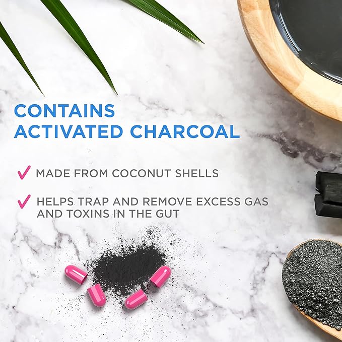 Charcocaps Fast Acting Gas Relief for Bloating & Flatulence,Drug Free Detoxifying Activated Charcoal Formula,100 Capsules,30 Day Supply,Pink,(Pack of 2)