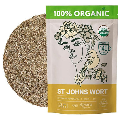 Organic St Johns Wort Tea (10 oz.) – 100% Pure Dried Saint John’s Wort Herb – Te de Hierba de San Juan Organica
